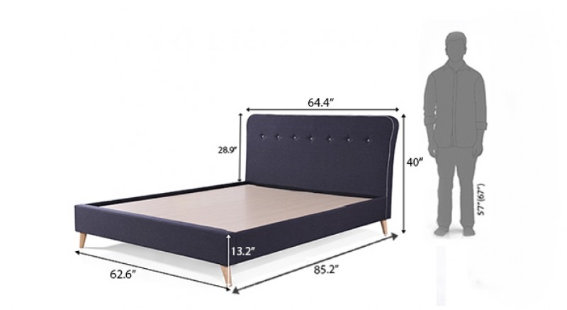 CARBON UPHOLSTERED BED Queen Size  